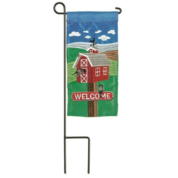 Recinto 4 x 8.5 in. Double Applique Birdhouse Welcome Polyester Mini Garden Flag RE3463930